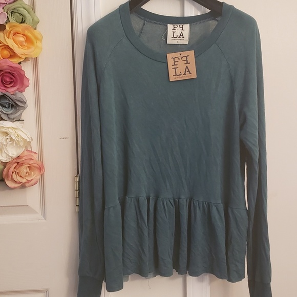 New PPLA Vintage Wash Acid wash Peplum Jersey Tee - Picture 4 of 10